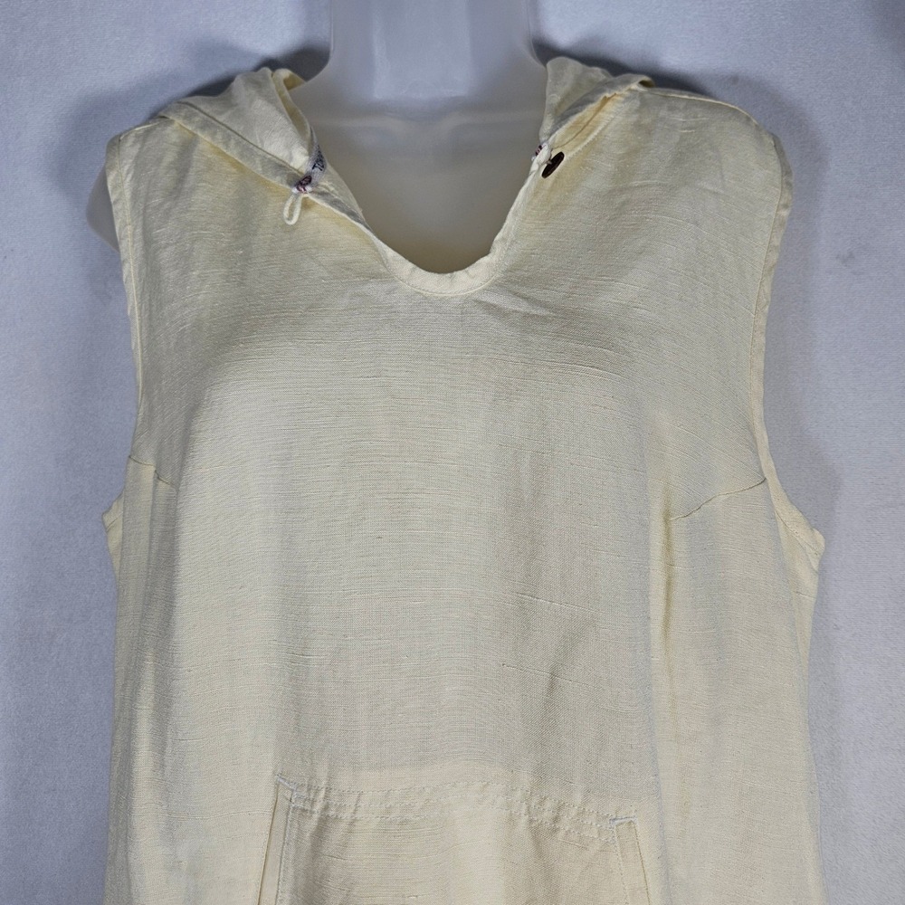 Tommy Bahama Hooded Dress Women L Yellow Hemp Silk Blend Sleeveless Relaxe Beach - Picture 10 of 14
